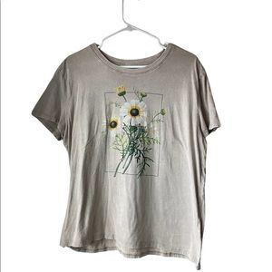 Fifth Sun Tan Distressed Sunflower Short Sleeve T Shirt (Large)
